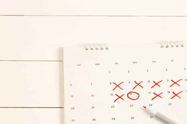istock Red circles on the calendar for important appointments. 1330141333