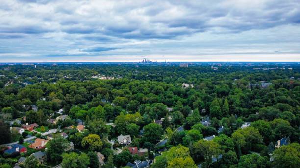 istock Philadelphia in distance, surrounded by suburbs 1330141572