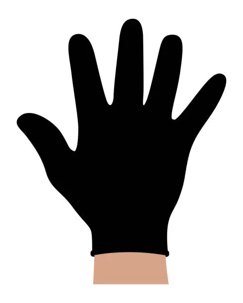 Vector illustration of Black Common Short Glove Template Vector On White Background