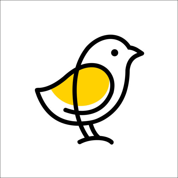 chicks logo vektor icon vorlage monoline farbe linie art umriss - hühnerküken stock-grafiken, -clipart, -cartoons und -symbole