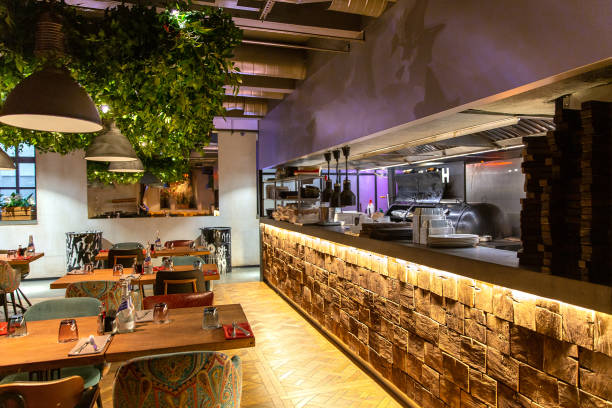istock Interior of cozy restaurant in the modern style with open kitchen 1330158250