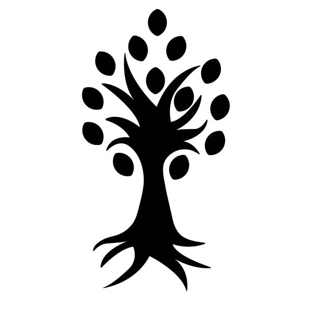 ilustrações, clipart, desenhos animados e ícones de ilustração vetorial da silhueta da árvore genealógica. árvore de cor preta. conceito familiar - multi generation family isolated people silhouette