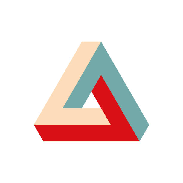 penrose nemožný trojúhelník tvar konstrukce - möbiova páska stock ilustrace