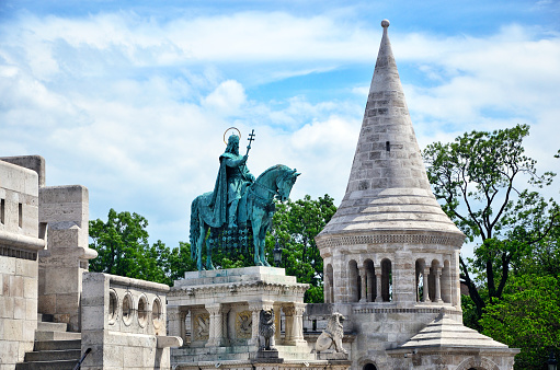 Statue of King Saint Stephen's (Stephen I of Hungary), Fishermen's Bastion, Budapest, Hungary