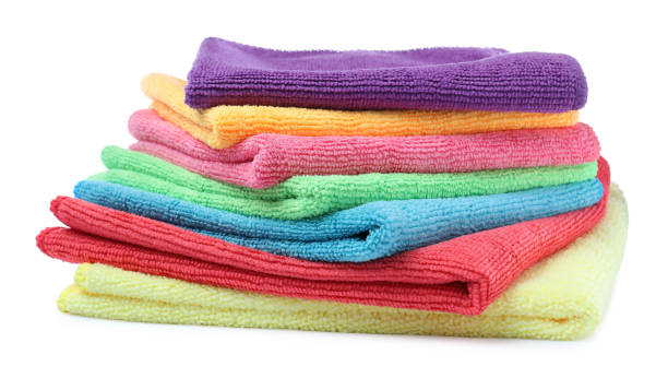 istock Many colorful microfiber cloths on white background 1330163891