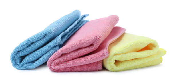 istock Many colorful microfiber cloths on white background 1330164593
