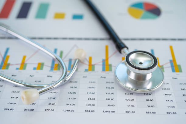 istock Stethoscope on charts and graphs paper, Finance, Account, Statistics, Investment, Analytic research data economy and Business company concept. 1330165609