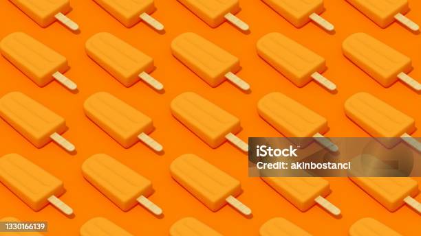 Ice Cream Stick Popsicle Minimal Summer Concept Stock Photo - Download Image Now - Summer, Ice Cream, Flavored Ice
