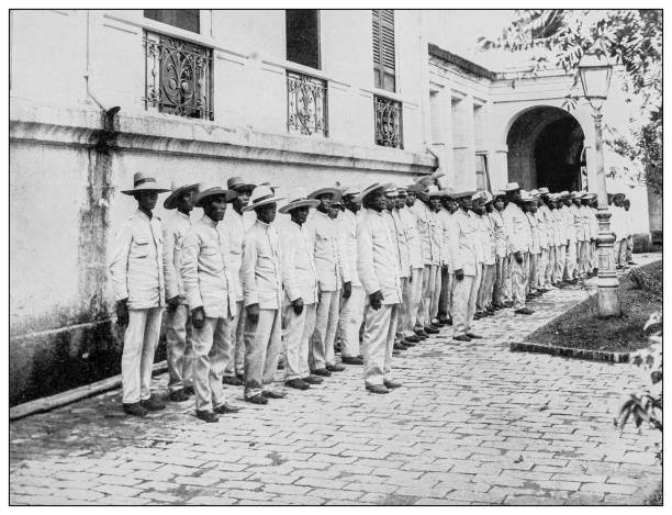 istock Antique black and white photograph: Municipal employees, Manila, Philippines 1330168028