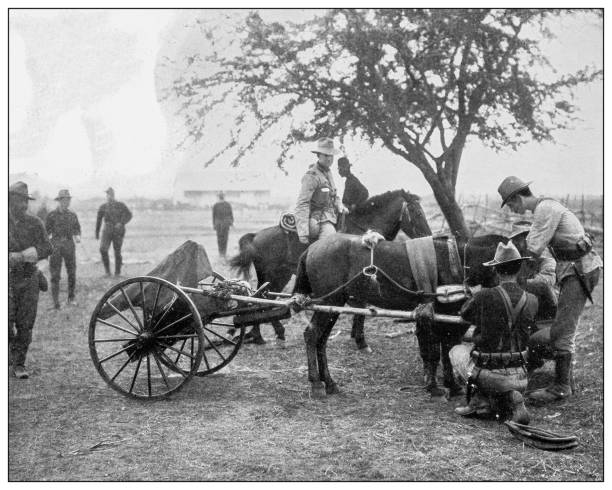 istock Antique black and white photograph: Soldiers, Philippines 1330168091