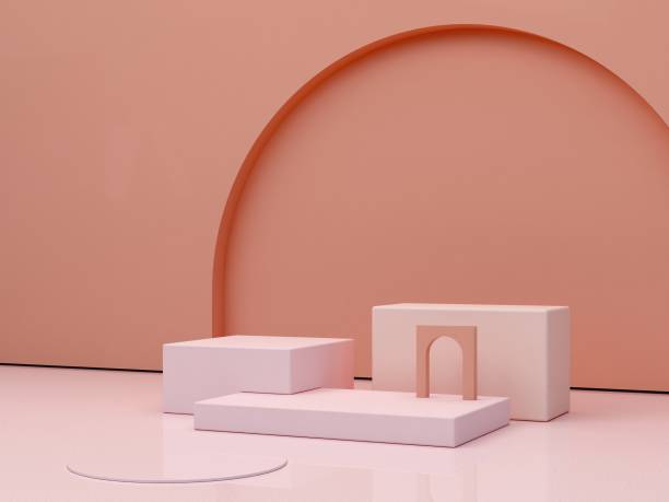istock Abstract minimal scene with geometrical forms. Podiums in cream colors. 1330169800