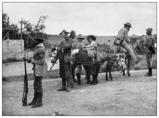 istock Antique black and white photograph: General Wheaton on scouting duty, Philippines 1330174533