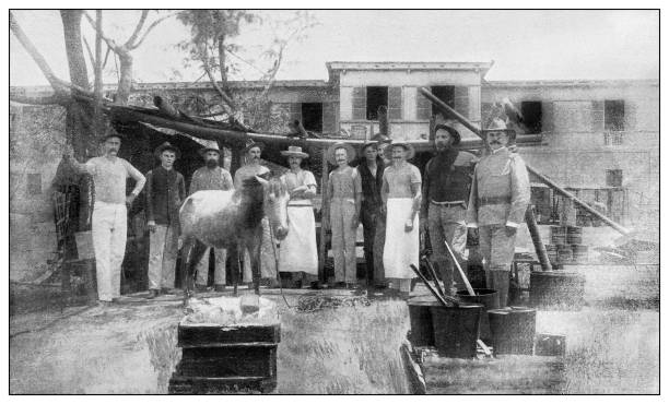 istock Antique black and white photograph: Kitchen, Iloilo, Philippines 1330174549