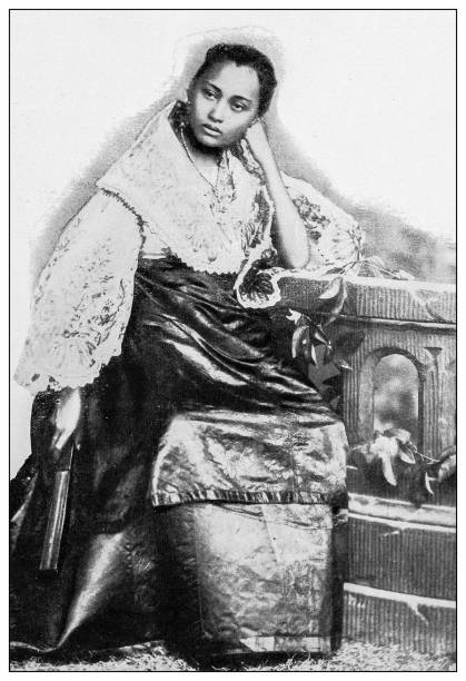 istock Antique black and white photograph: Woman, Philippines 1330175477