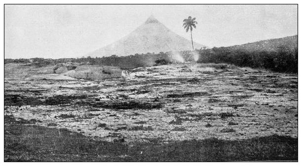 istock Antique black and white photograph: Albay Volcano, Mount Mayon, Philippines 1330176762