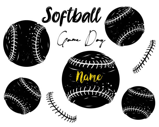 illustrazioni stock, clip art, cartoni animati e icone di tendenza di illustrazione del softball sports game day - baseball base ball hat