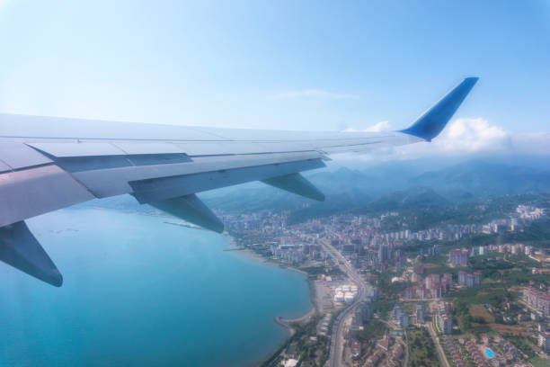 istock Wing of a passenger plane and the sky overboard 1330188578