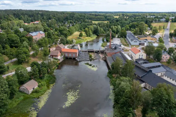 Photo of Aerial view of the Billnäs village, an old ironworks and industrial area in Finland.