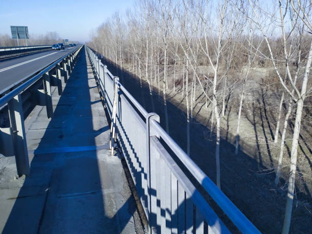 Perspective of the Vianada bridge pedestrian path. High quality photo