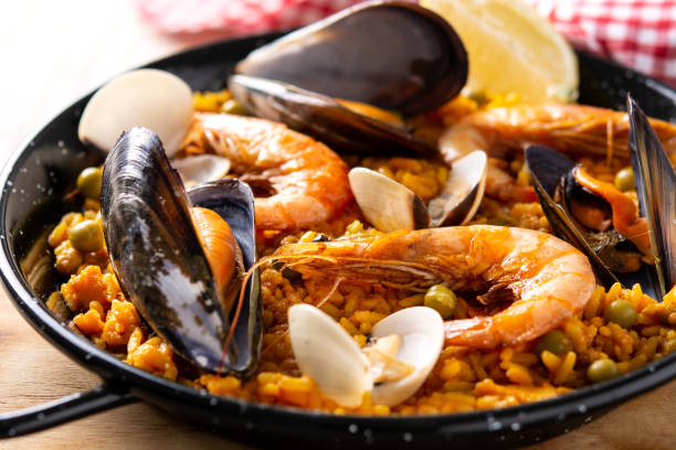 istock Traditional spanish seafood paella 1330196046
