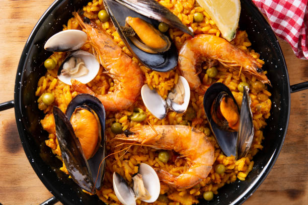 istock Traditional spanish seafood paella 1330196069