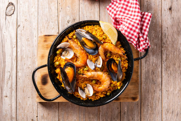istock Traditional spanish seafood paella 1330196107