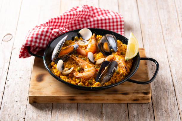 istock Traditional spanish seafood paella 1330196288