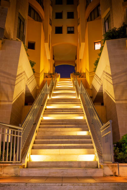 Malta - stairs leading to a modern apartment building in Paceville Malta - stairs leading to a modern apartment building in Paceville st julians bay stock pictures, royalty-free photos & images