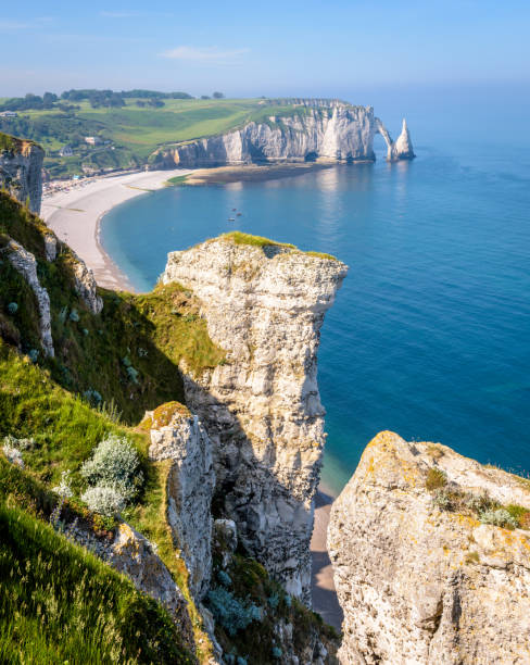 istock The beach, the arch and the Needle in Etretat, Normandy. 1330203062