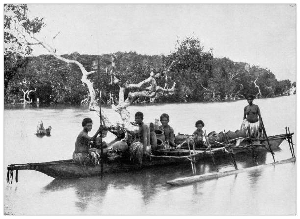 Antique black and white photograph: Southern Philippines Antique black and white photograph of people from islands in the Caribbean and in the Pacific Ocean; Cuba, Hawaii, Philippines and others: Southern Philippines filipino ethnicity stock illustrations