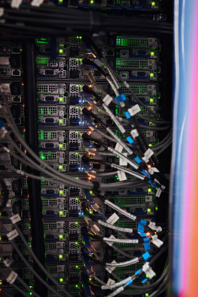 istock Closeup shot of electronic equipment in a server room 1330212247