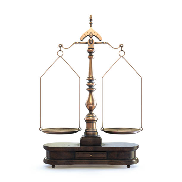 ornate scales of justice - balance symmetry comparison old imagens e fotografias de stock