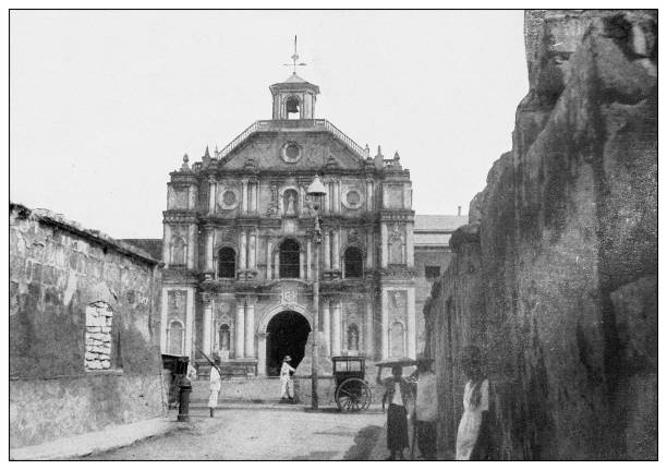 istock Antique black and white photograph: Church, Malolos, Luzon, Philippines 1330215398