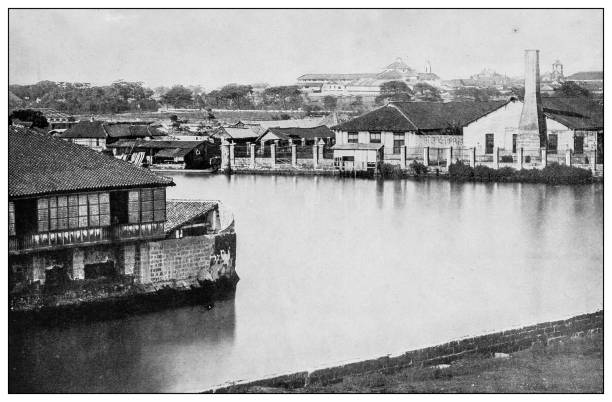 istock Antique black and white photograph: Sugar refinery, Tanduay, Luzon, Philippines 1330215726