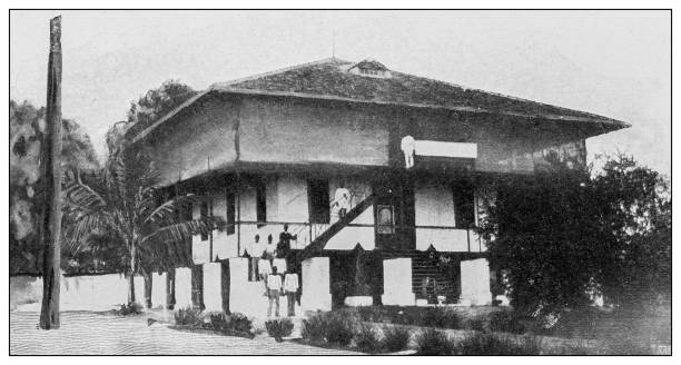 istock Antique black and white photograph: House, San Roque, Philippines 1330217914
