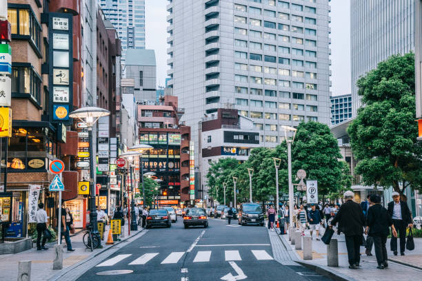 istock Akasaka neighborhood at dusk. 1330218325