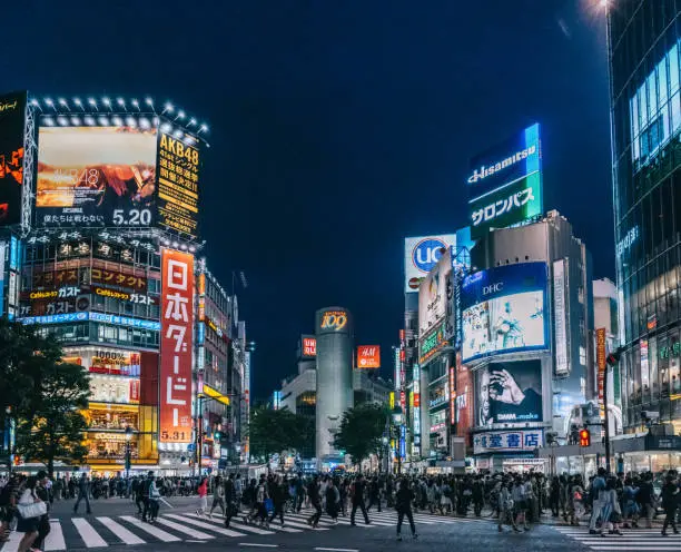 Tokyo, Japan. Shibuya crossing full of people.