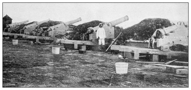 istock Antique black and white photograph: Spanish cannons, Manila, Philippines 1330219345