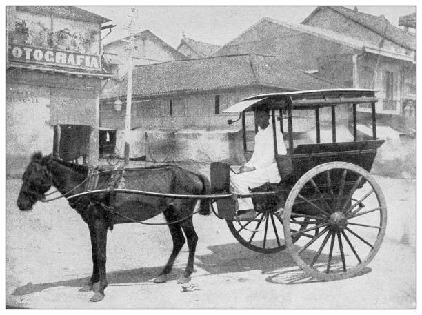 istock Antique black and white photograph: Carriage, Manila, Philippines 1330219524