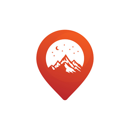 Mountain Point Logo Template Design Vector, Emblem, Design Concept, Creative Symbol, Icon