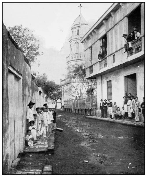 istock Antique black and white photograph: San Pedro, Cavite, Philippines 1330220641
