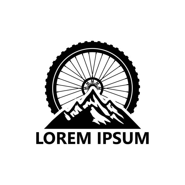ilustraciones, imágenes clip art, dibujos animados e iconos de stock de esquema de bicicleta de montaña plantilla diseño vector, emblema, concepto de diseño, símbolo creativo, icono - mountain bike