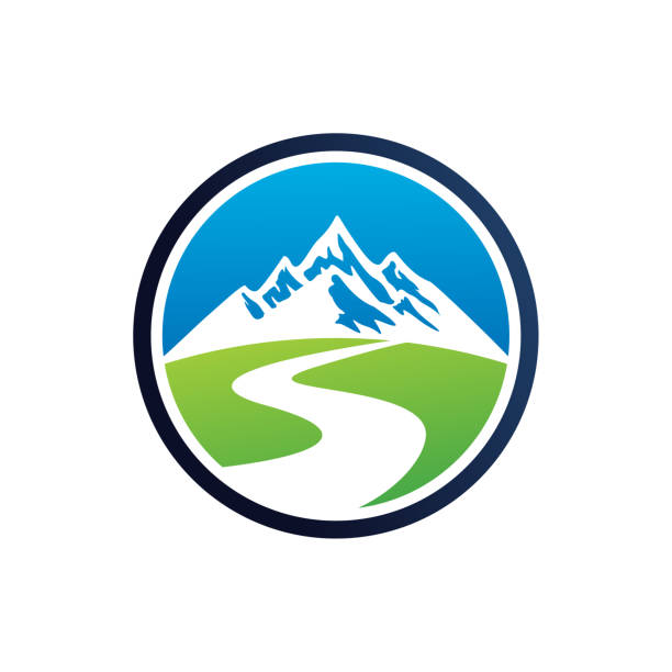 górskie logo logo szablon design vector, godło, koncepcja projektu, kreatywny symbol, ikona - droga gruntowa stock illustrations