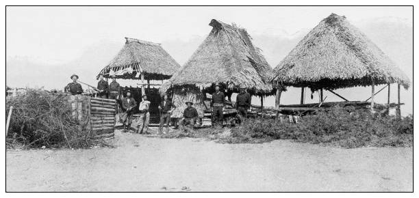 istock Antique black and white photograph: American outposts, San Roque, Philippines 1330222394