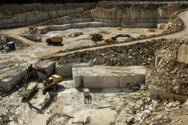 istock Group of caterpillar machines working on building area 1330222710