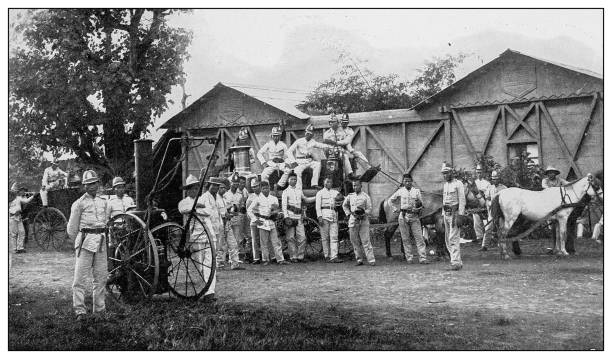 istock Antique black and white photograph: Bamberos or Manila Fire Company, Philippines 1330226327