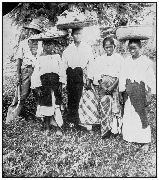 istock Antique black and white photograph: Fruit sellers, Manila, Philippines 1330228018