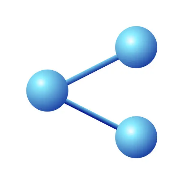 Vector illustration of Share and neutron icon in blue color and 3d view