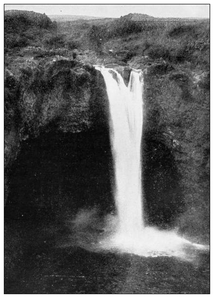 istock Antique black and white photograph: Rainbow falls, Hilo, Hawaii 1330231739