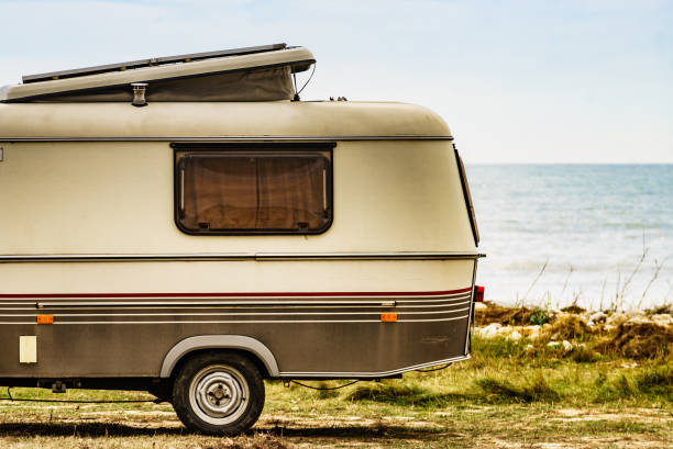 istock Caravan trailer camping on coast, Spain. 1330233368